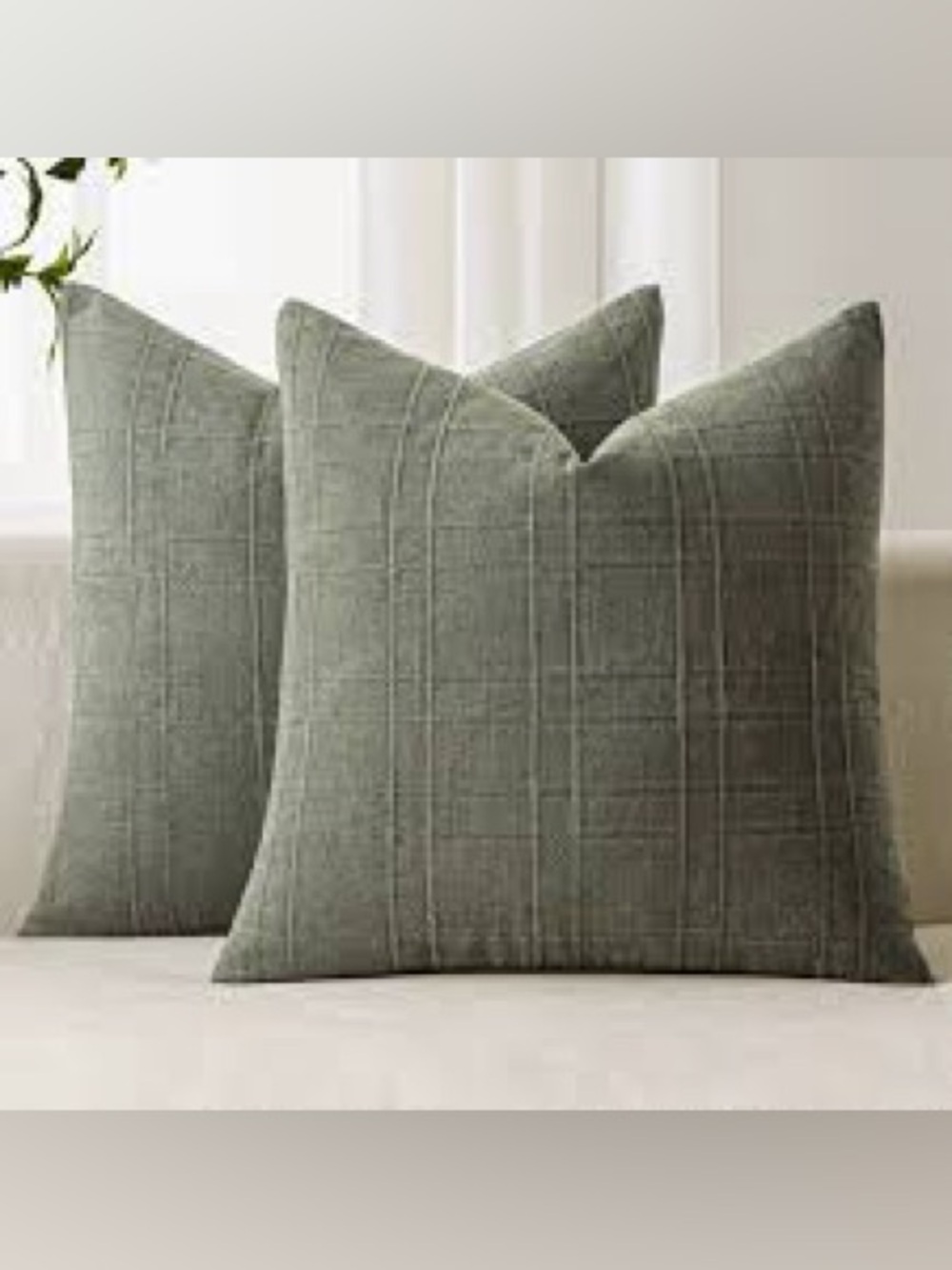 Miulee Green linen throw pillow cases 20x20